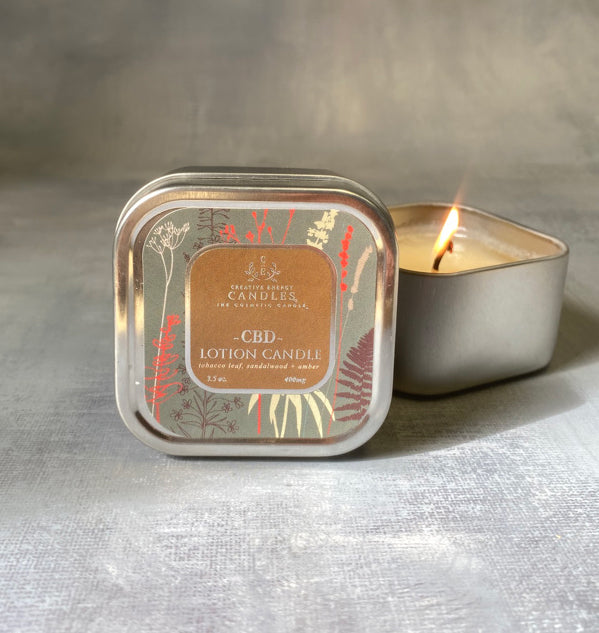 SANDALWOOD Hemp-Derived CBD Lotion Candles - Creative Energy Candles