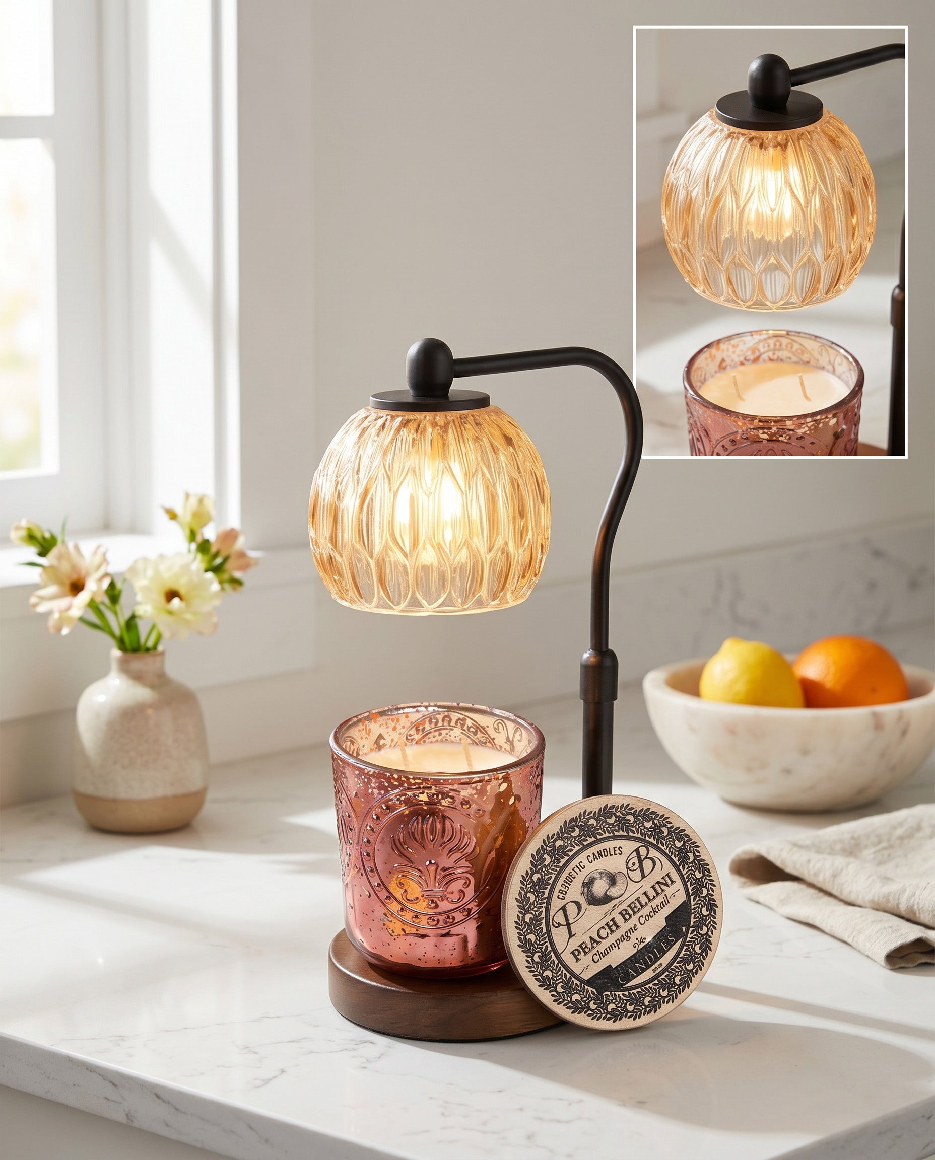 Black Iron Chandelier - Candle Warmer Lamp