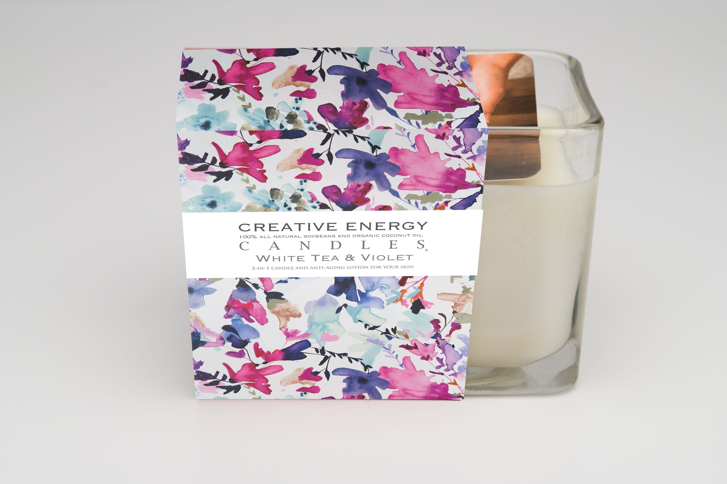 White Tea & Violet Soy Lotion Candle - Creative Energy Candles