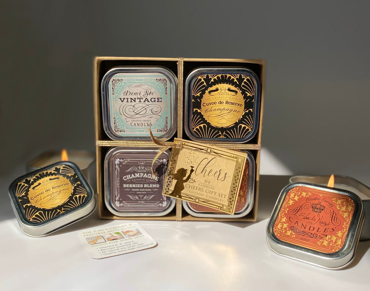 Cheers Gift Set | 2-in-1 Soy Lotion Candles - Creative Energy Candles