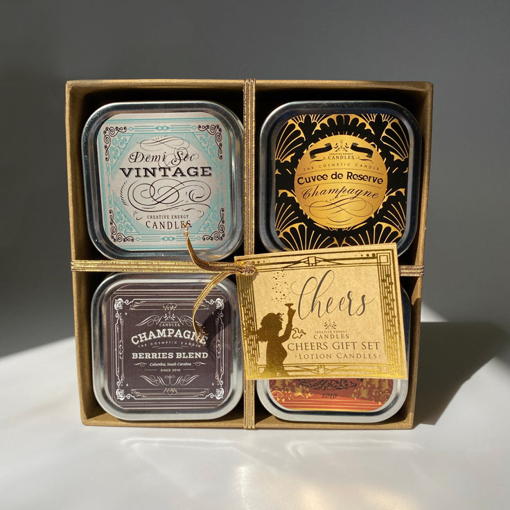 Cheers Gift Set | 2-in-1 Soy Lotion Candles - Creative Energy Candles